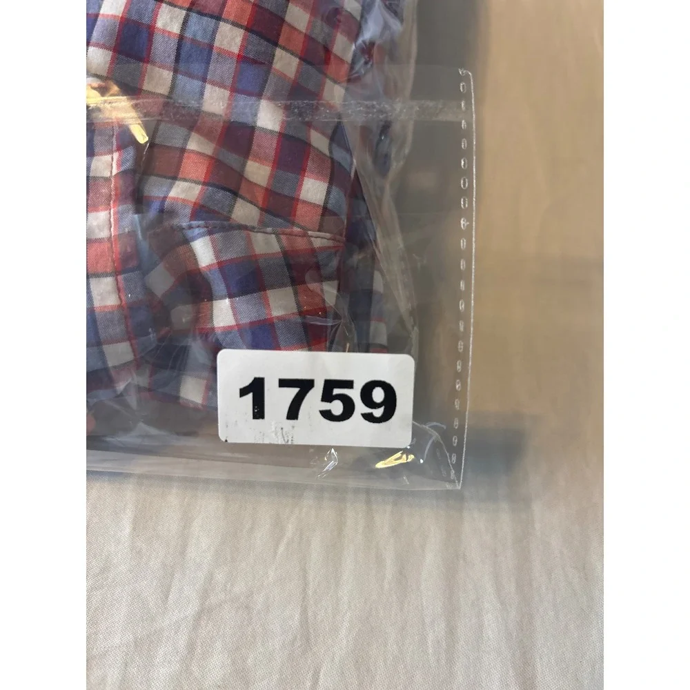 Banana Republic Camden Fit Shirt Mens Medium Red Blue Gingham Check Excellent LS